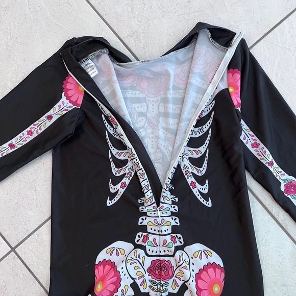 Kids Girls‎ Halloween Costume Skeleton Floral Day of the Dead Size L - Picture 9 of 9